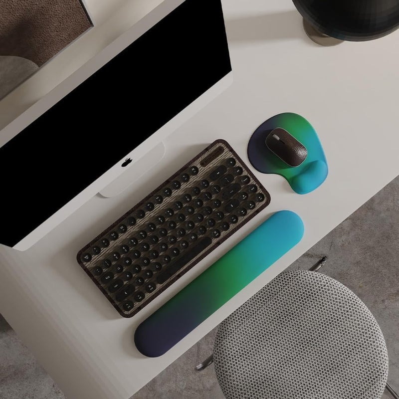 DemonChest Office Mousepad with Gel Wrist Support - Ergonomic Gaming Desktop Mouse Pad Wrist Rest - Design Gamepad Mat Rubber Base for Laptop Computer -Silicone Non-Slip Special-Textured Surface (12AuroraB) - Image 2